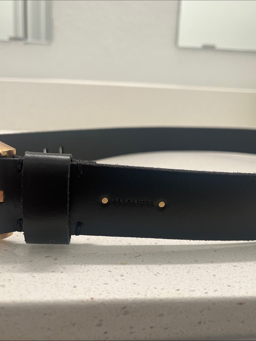All Saints Western Hexagon Buckle Leather Belt - Picture 5 of 11